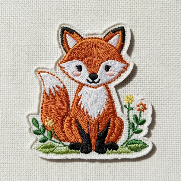 Fox illustration converted into a machine embroidery design